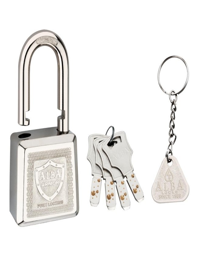 Alba Armor Hi-Tech Computerised Technology Padlock with 4 Brass Ultra Keys Built-in Protection Push Locking Lock Rust Proof Mechanism Lock,70 mm - Image 1